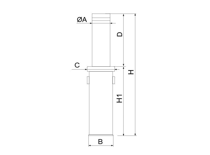 Dimensions borne télescopique semi automatique